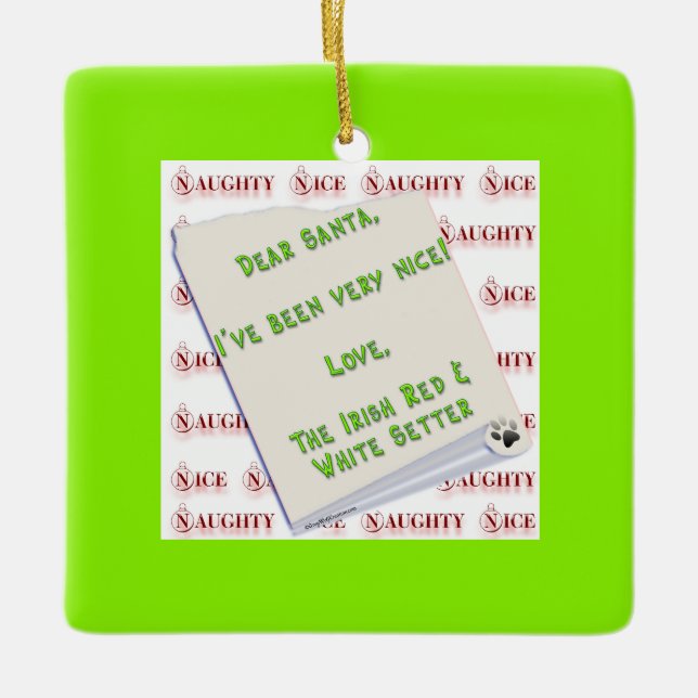Irish Setter Naughty Nice Keramikornament (Vorderseite)