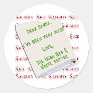 Irish Setter Naughty Nice Runder Aufkleber