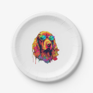 Irish Setter Neon Design Pappteller
