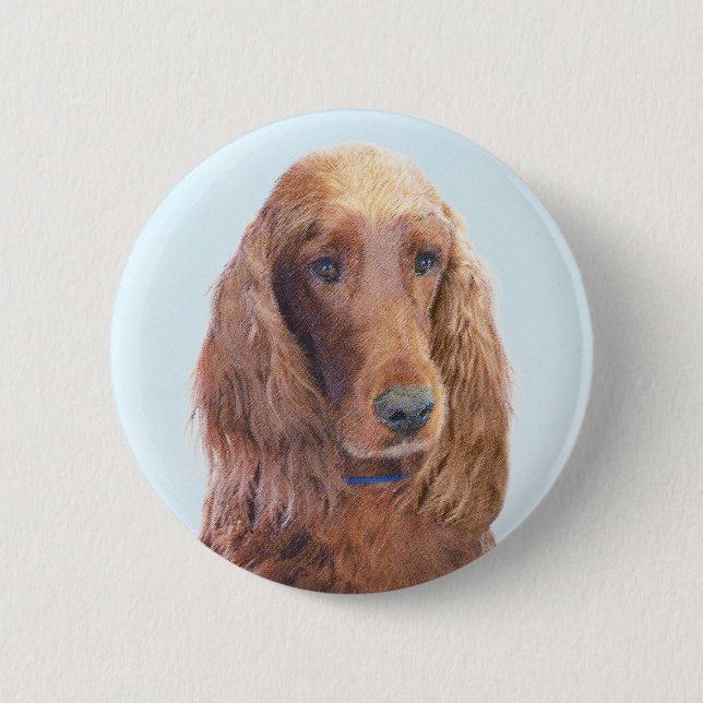 Irish Setter Painting - Niedliche Original Dog Art Button (Vorderseite)