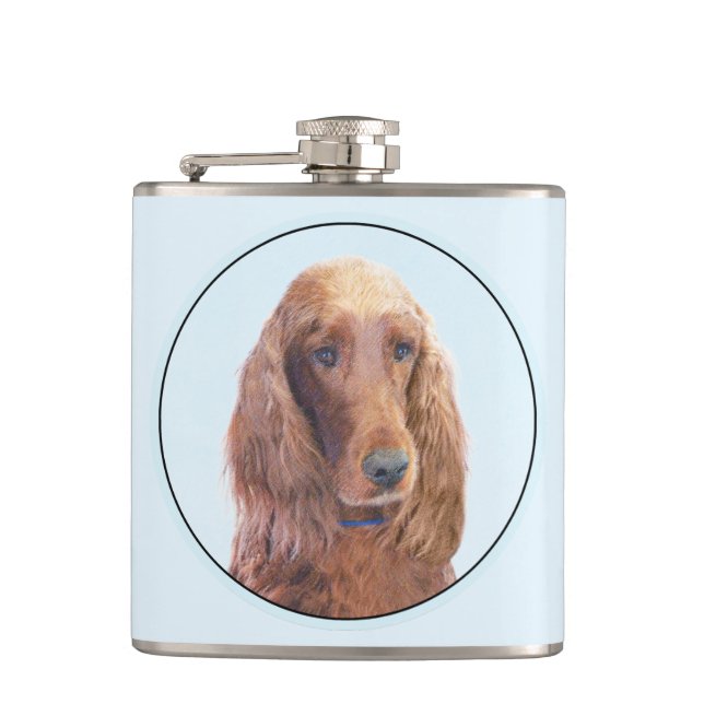 Irish Setter Painting - Niedliche Original Dog Art Flachmann (Vorderseite)