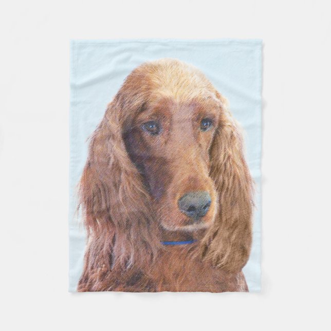 Irish Setter Painting - Niedliche Original Dog Art Fleecedecke (Vorderseite)