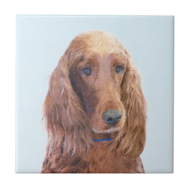 Irish Setter Painting - Niedliche Original Dog Art Fliese (Vorderseite)