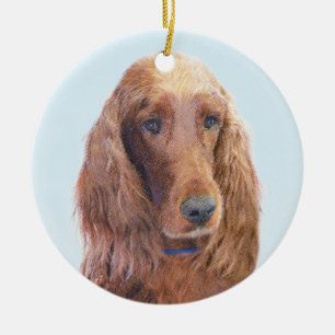Irish Setter Painting - Niedliche Original Dog Art Keramikornament