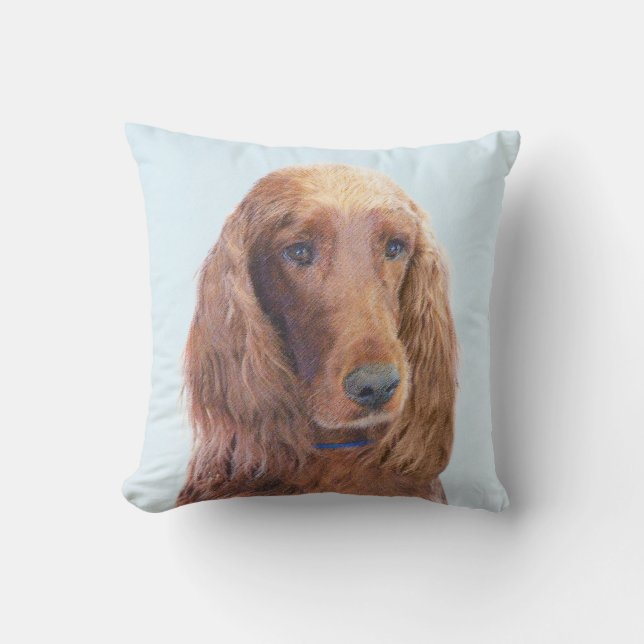 Irish Setter Painting - Niedliche Original Dog Art Kissen (Vorderseite)