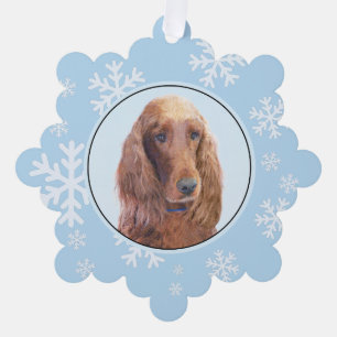 Irish Setter Painting - Niedliche Original Dog Art Ornament Karte