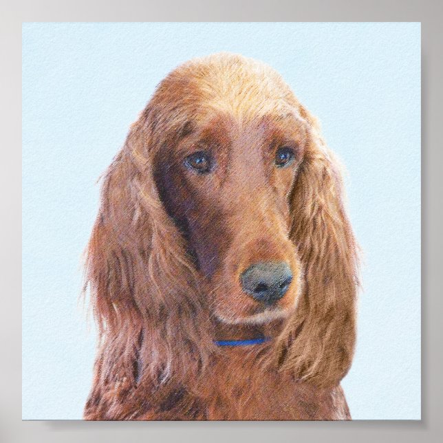 Irish Setter Painting - Niedliche Original Dog Art Poster (Vorne)