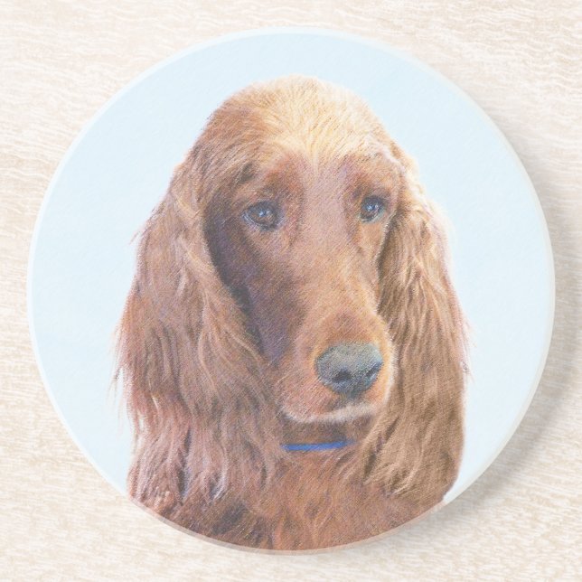 Irish Setter Painting - Niedliche Original Dog Art Untersetzer (Vorne)