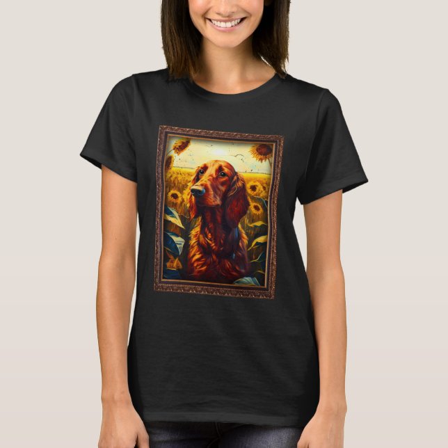 Irish Setter Painting Sunflower Flower Mom Women F T-Shirt (Vorderseite)