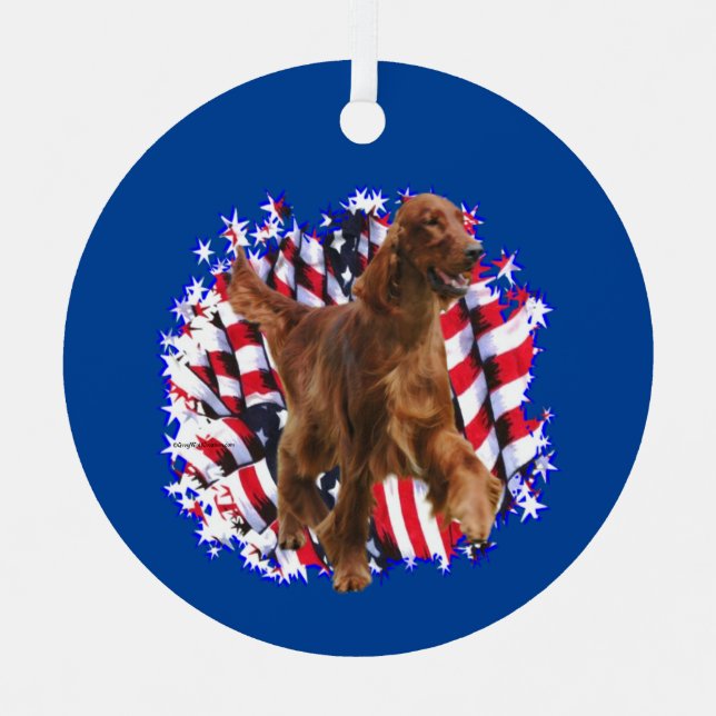 Irish Setter Patriot Ornament Aus Metall (Vorderseite)