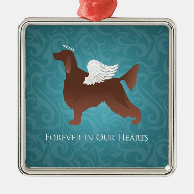 Irish Setter Pet Memorial Angel Dog Design Silbernes Ornament (Vorne)