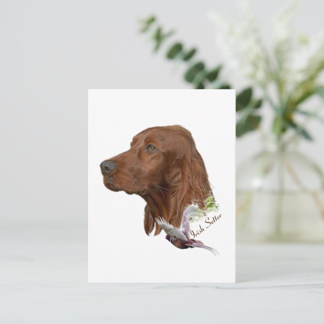 Irish Setter Postkarte (Stehend Vorderseite)