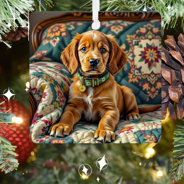 Irish Setter Puppy Dog Personalisiert Weihnachten Ornament Aus Metall (Von Creator hochgeladen)