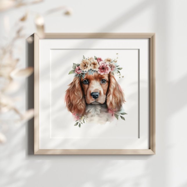 Irish Setter Puppy Pet Watercolor Blume Poster (Von Creator hochgeladen)