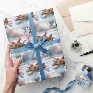 Irish Setter Rolling in Snow Geschenkpapier