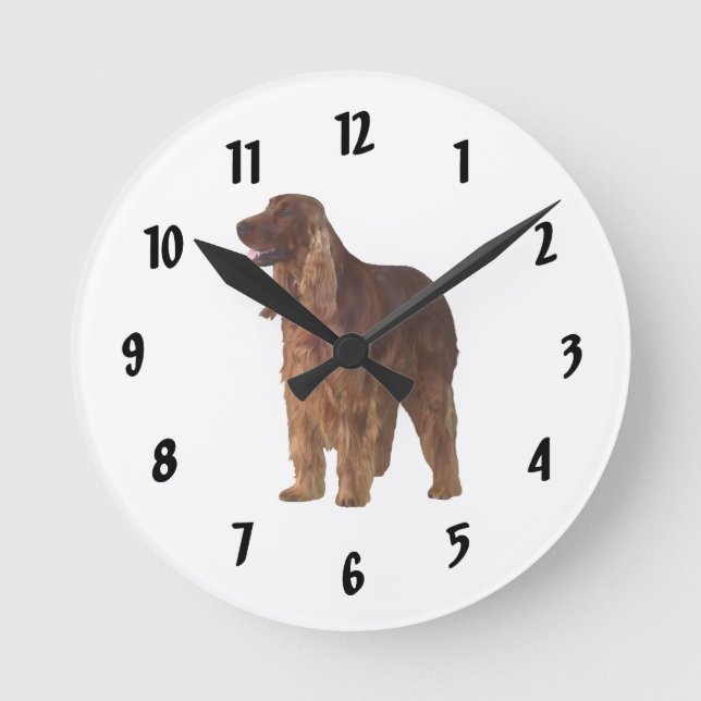 Irish Setter Runde Wanduhr (Vorderseite)