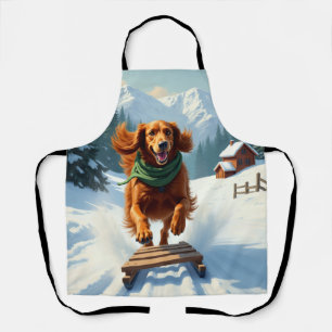 Irish Setter Schlittenfahrt-Abenteuer Weihnachtsma Schürze