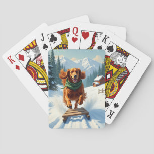 Irish Setter Schlittenfahrt-Abenteuer Weihnachtsma Spielkarten