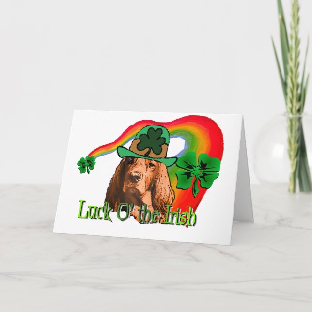 Irish Setter St. Patricks Karte (Vorderseite)