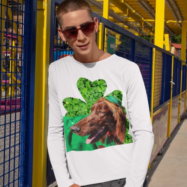 Irish Setter St. Patrick's Men's Lg Sleeve T - Shi T-Shirt (Irish Setter St. Patrick's Men's Lg Sleeve T-Shirt)