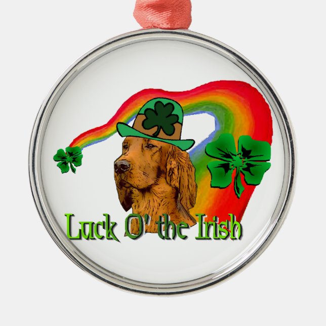 Irish Setter St Patricks Ornament Aus Metall (Vorne)