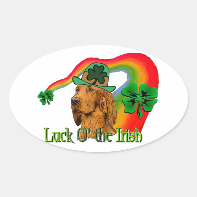 Irish Setter St Patricks Ovaler Aufkleber (Vorderseite)