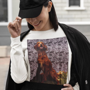 Irish Setter und Gemusterter T - Shirt aus Beton