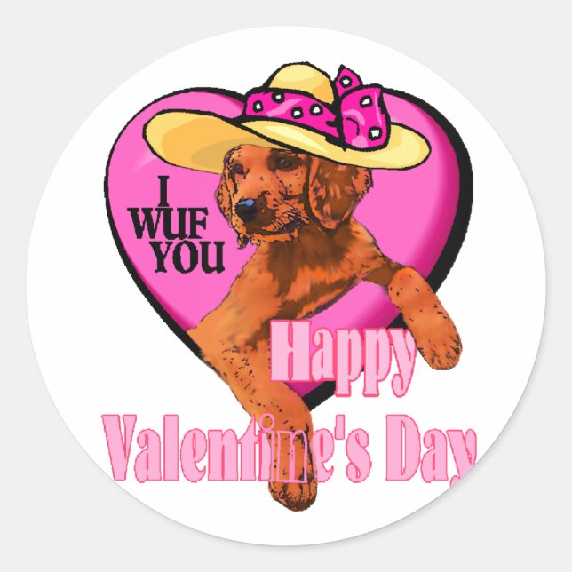 Irish Setter Valentinstag Geschenke Runder Aufkleber (Vorderseite)