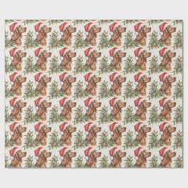 Irish Setter Weihnachten Stechpalme Wasserfarbe Geschenkpapier