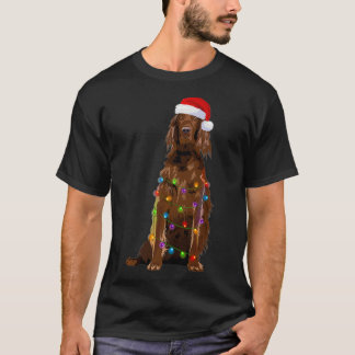 Irish Setter Weihnachtsbeleuchtung Xmas Dog Lover  T-Shirt