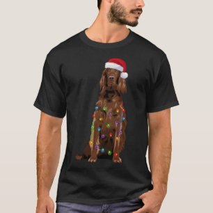 Irish Setter Weihnachtsbeleuchtung Xmas Hund Lover T-Shirt