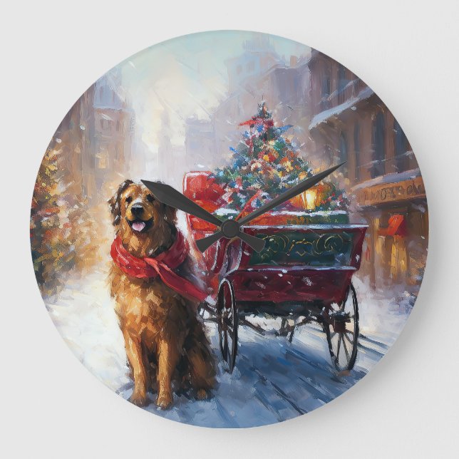 Irish Setter Weihnachtsfeiertag Große Wanduhr (Vorderseite)