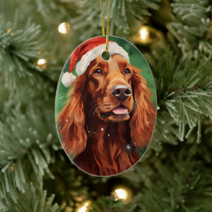 Irish Setter Weihnachtsmalerei Kunstwerk Keramik Ornament