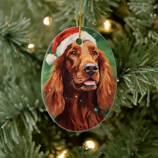 Irish Setter Weihnachtsmalerei Kunstwerk Keramik Ornament (Baum)