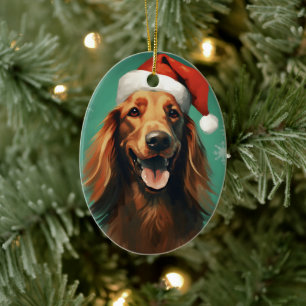 Irish Setter Weihnachtsmalerei Kunstwerk Keramik Ornament