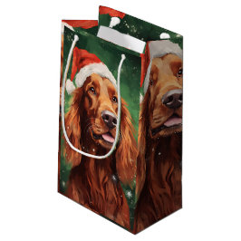 Irish Setter Weihnachtsmalerei Kunstwerk Kleine Geschenktüte