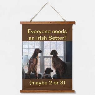 Irish Setter Wood Topped Wall Tapestry Wandteppich Mit Holzrahmen