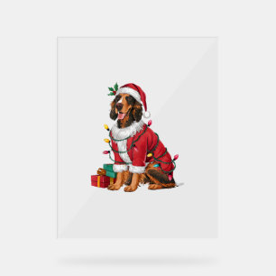Irish Setter Xmas Lighting Santa Irish Setter Dog Acrylschild