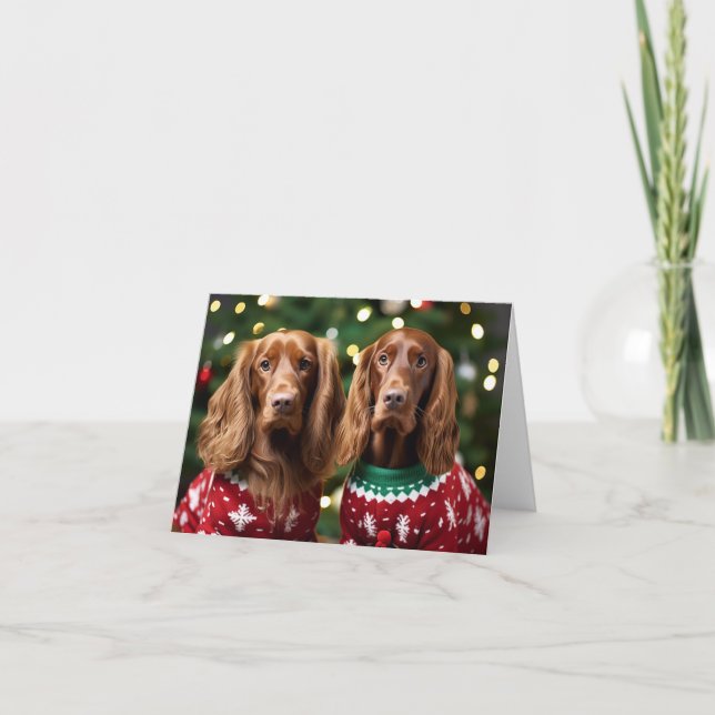 Irish Setters Christmas Card Karte (Vorderseite)