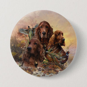 Irish Setters with Pheasants - Passion Hunt Button