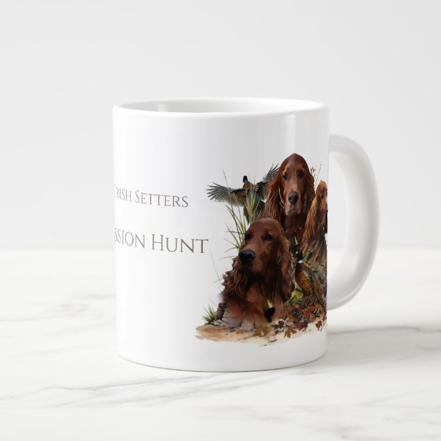 Irish Setters with Pheasants - Passion Hunt Jumbo-Tasse (Vorderseite Rechts)