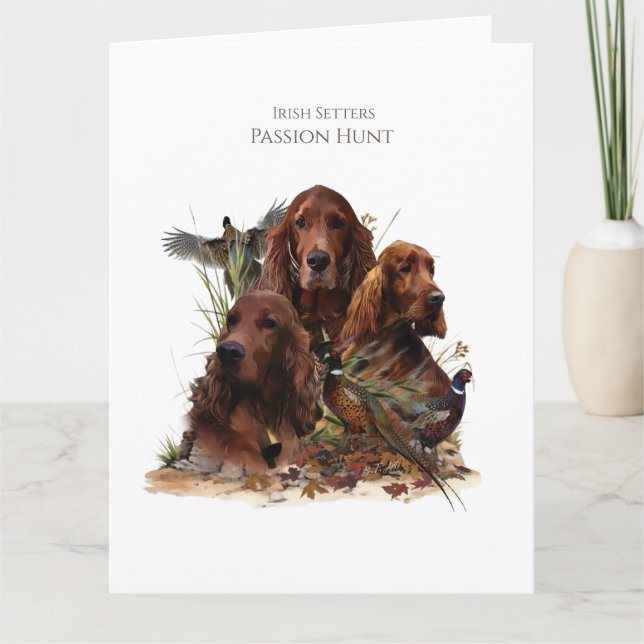 Irish Setters with Pheasants - Passion Hunt Karte (Vorderseite)
