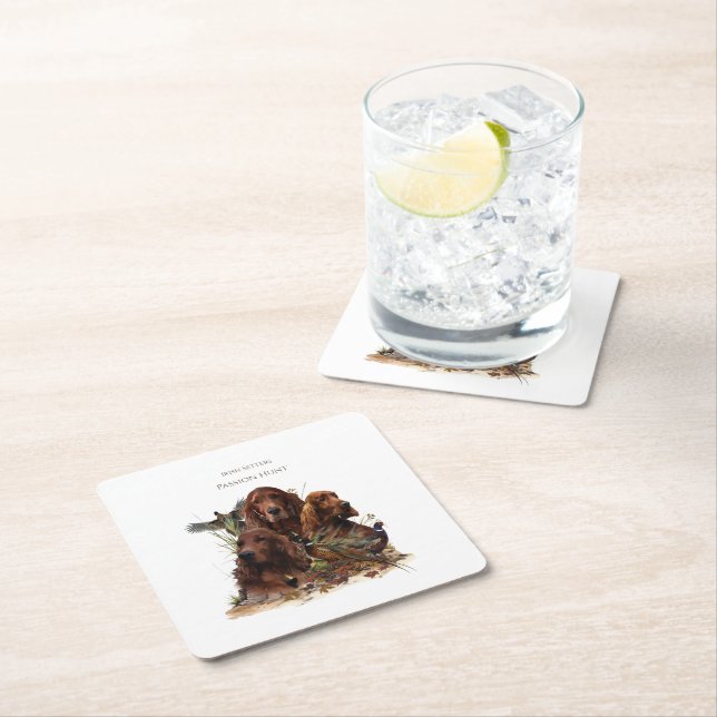 Irish Setters with Pheasants - Passion Hunt Rechteckiger Pappuntersetzer (Vor Ort)