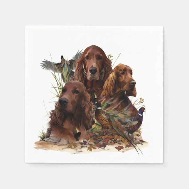 Irish Setters with Pheasants - Passion Hunt Serviette (Vorderseite)