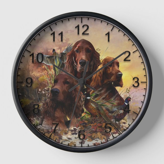 Irish Setters with Pheasants - Passion Hunt Uhr (Vorderseite)