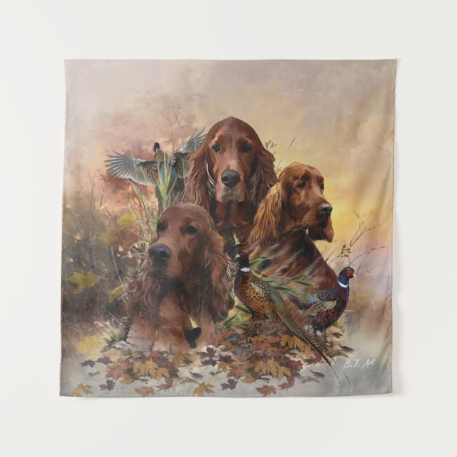 Irish Setters with Pheasants - Passion Hunt Wandteppich (Vorderseite)
