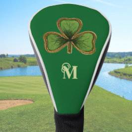 Irish Shamrock and Green St Patrick's Day Monogram Golf Headcover