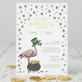 Irish Shamrock Flamingo St Patrick's Day Party Folieneinladung