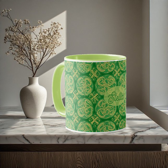 Irish Shamrock Green Abstract Celtic Knot Inspired Tasse (Irish Shamrock Green Abstract Celtic Knot Inspired Mug)