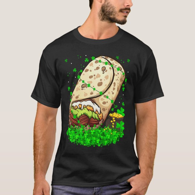 Irish Shamrock Leprechaun Burrito St Patrick's Day T-Shirt (Vorderseite)